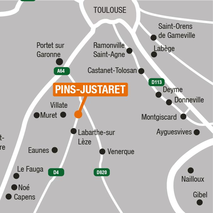 Situation - Terrains à vendre à Pins-Justaret