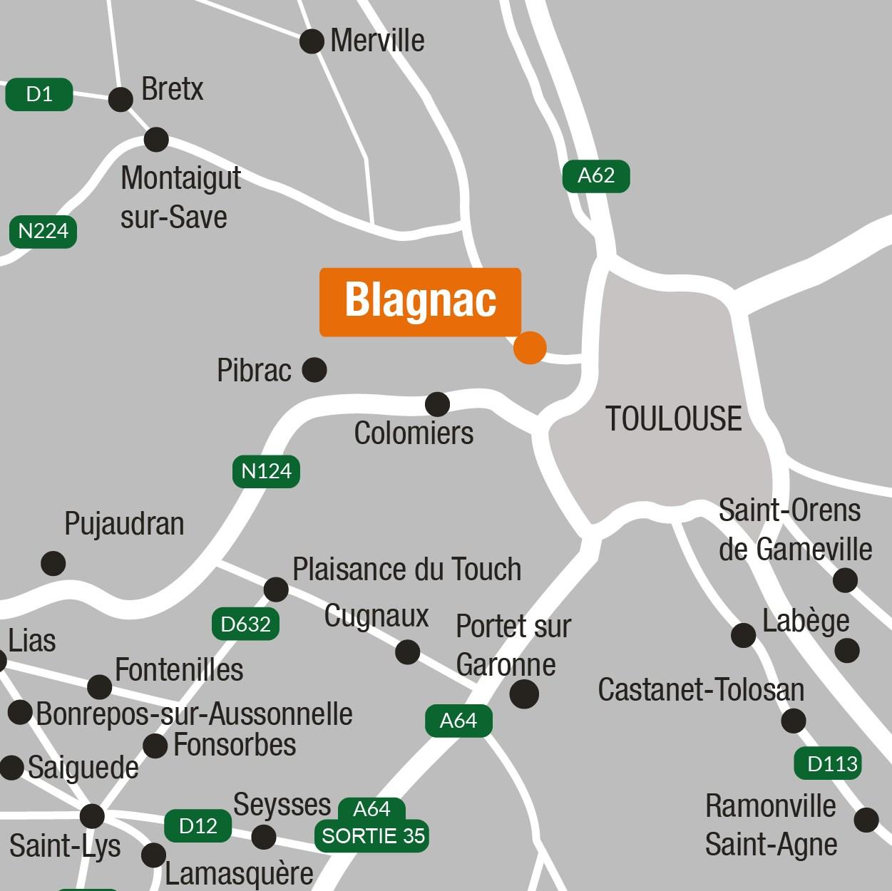 Situation : Terrains à vendre à Blagnac
