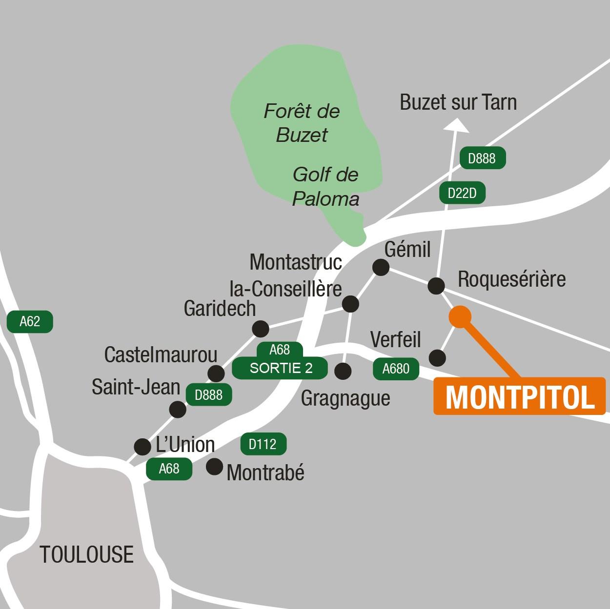 Situation - Terrains à vendre à Montpitol