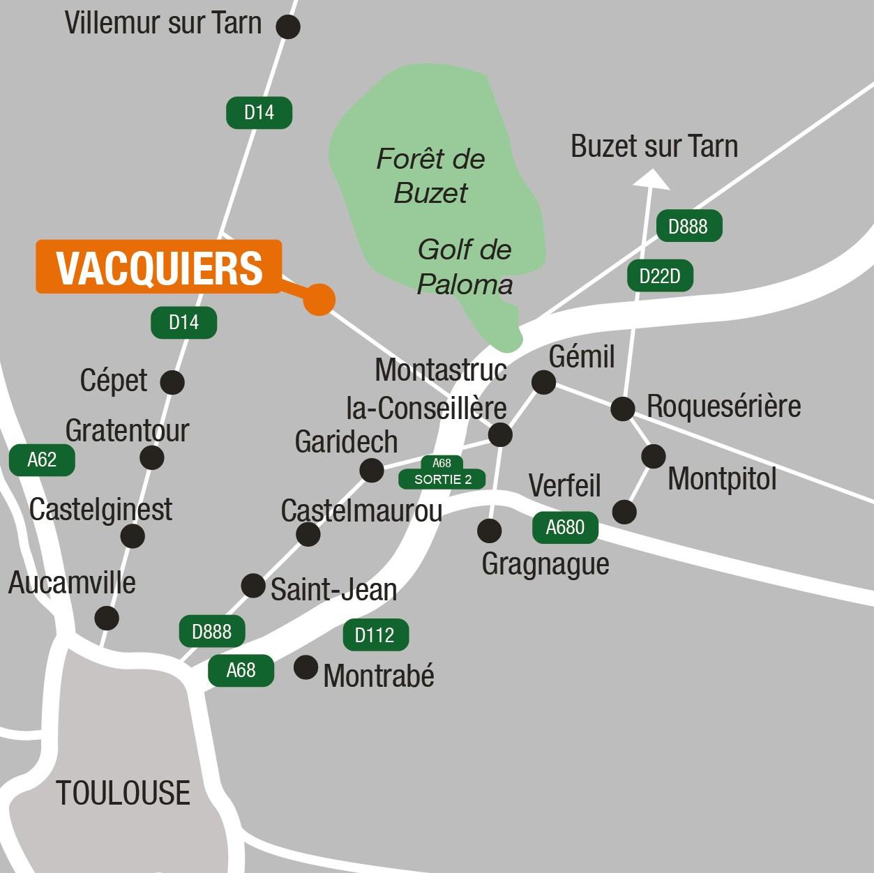 Situation - Terrains à vendre à Vacquiers