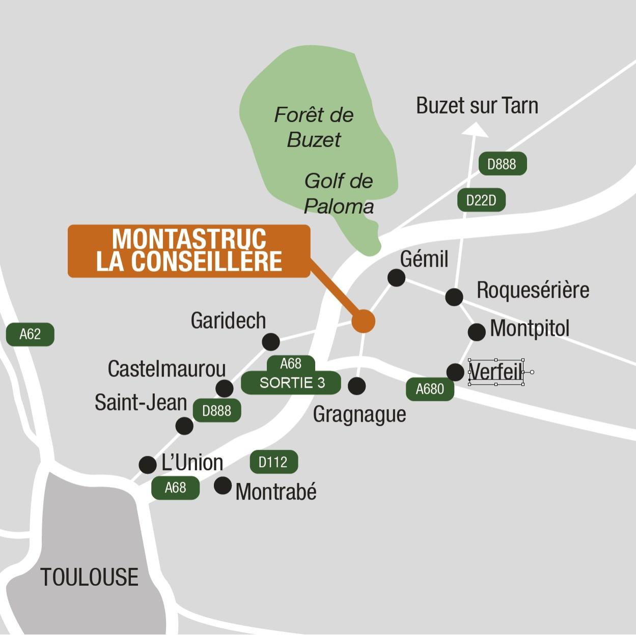 Situation - Terrains à vendre à Montastruc-la-Conseillère