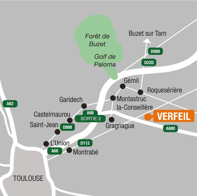 Situation - Terrains à vendre à Verfeil