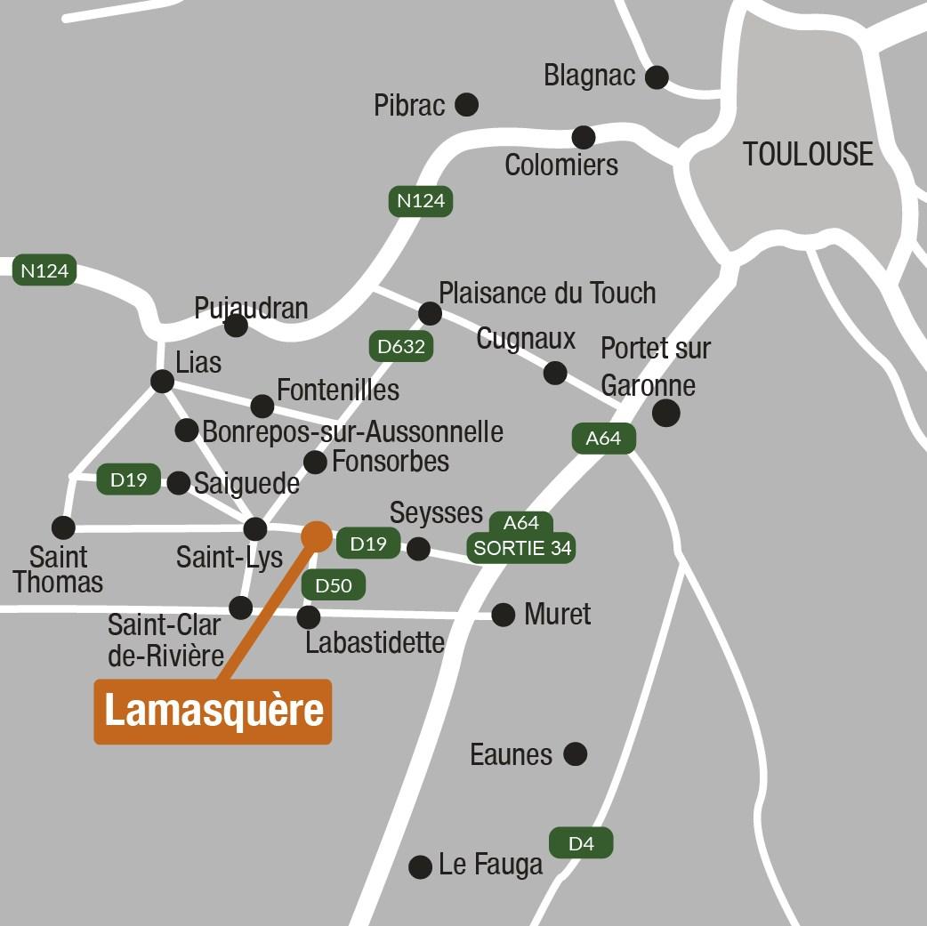 Situation - Terrains à vendre à Lamasquère