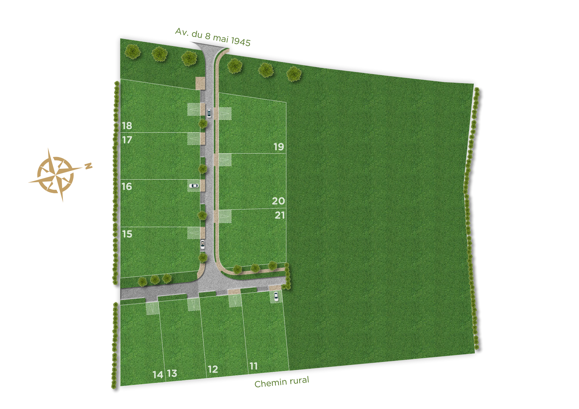 Plan masse - Terrains à vendre à LE BURGAUD