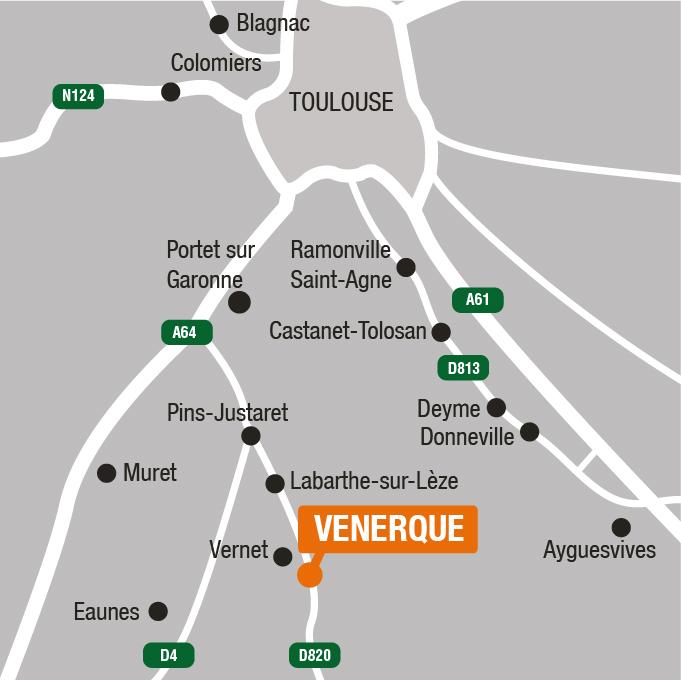 Situation - Terrains à vendre à Venerque